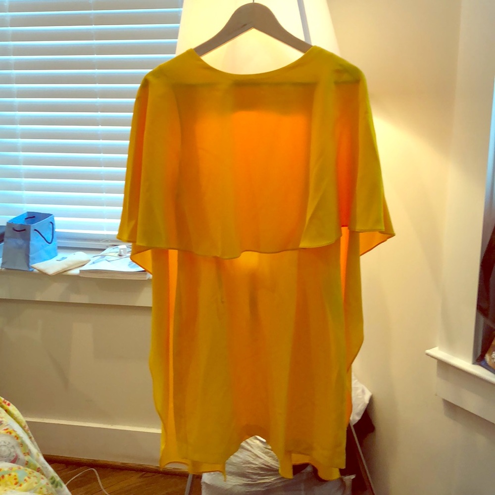 Zara Woman yellow cape dress with open back Size M